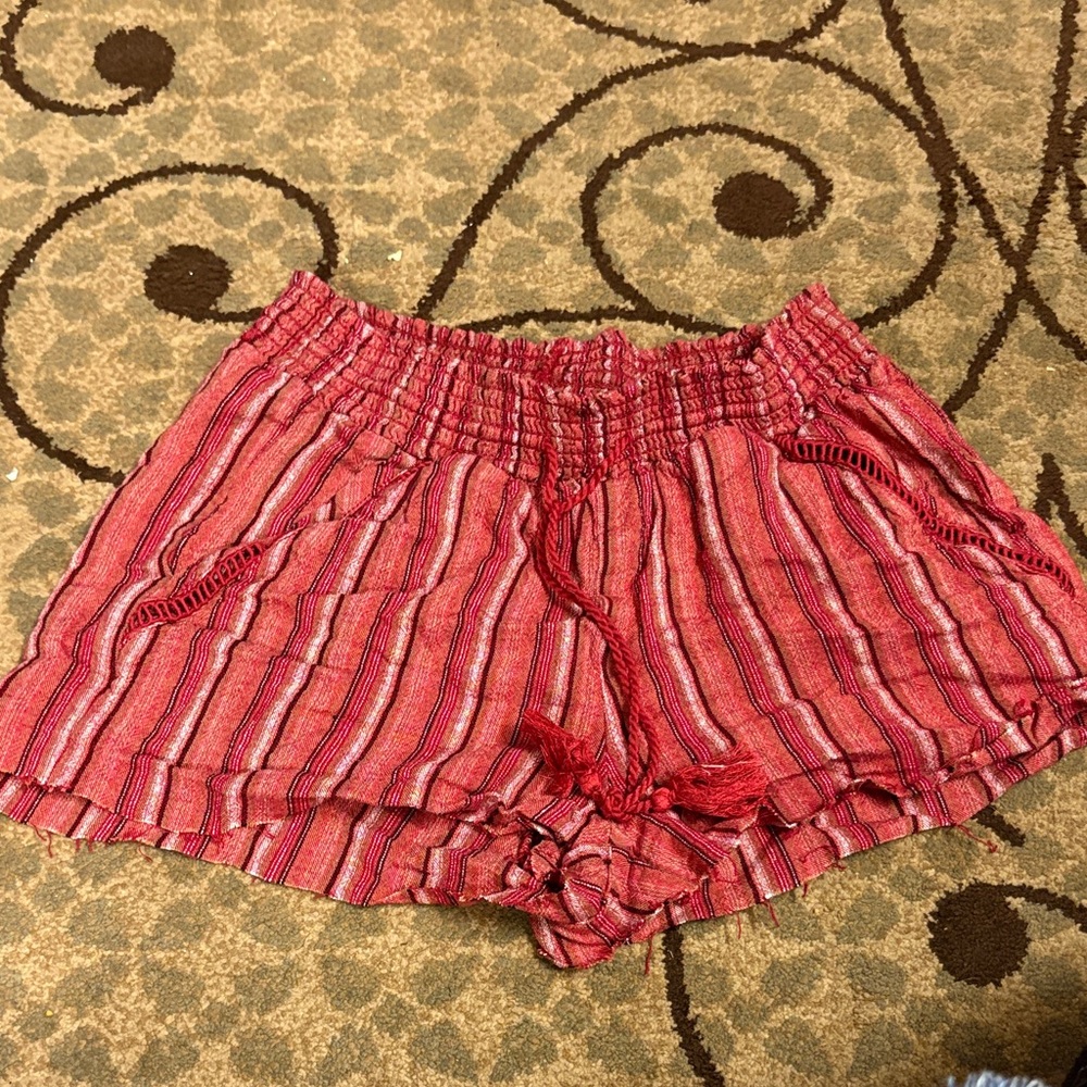 Briggs New York Red Striped High Waist Shorts